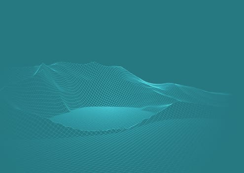 Abstract background with a wireframe landscape design