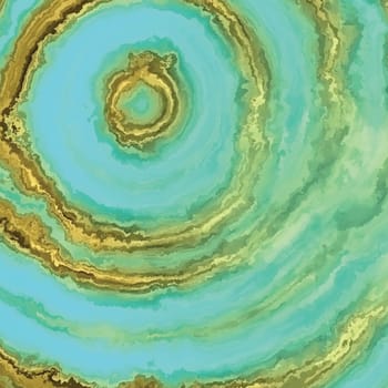 Detailed agate styled texture background in teal and gold