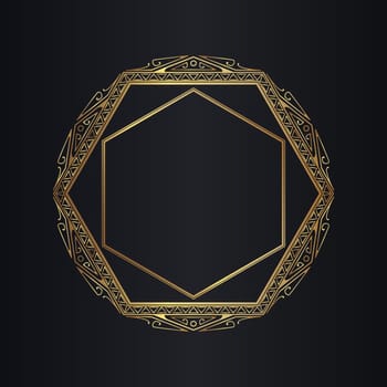 Decorative background with an art deco style gold frame