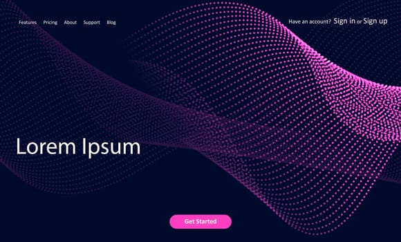 Abstract website landing page with a halftone dots design