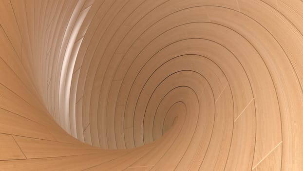 3d render of Modern curved wooden display background