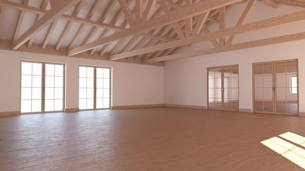 Render of 3D Contemporary Empty Room