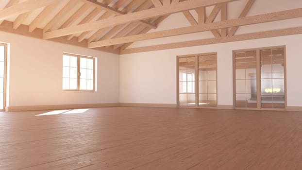 Render of 3D Contemporary Empty Room