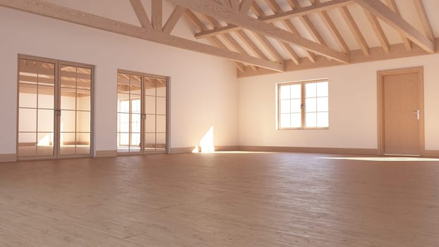 Render of 3D Contemporary Empty Room