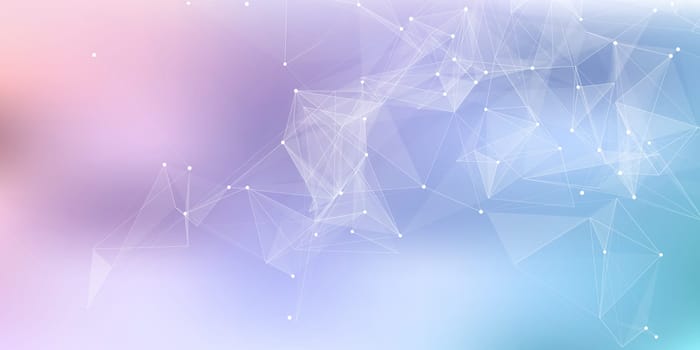 Abstract banner with a low poly plexus network communications design