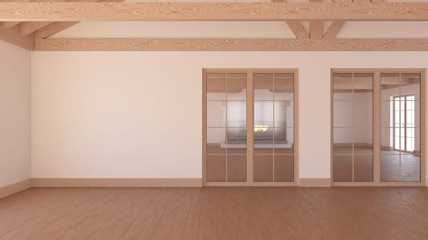 Render of 3D Contemporary Empty Room