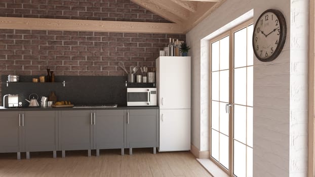 3D render of a contemporary kitchen interior