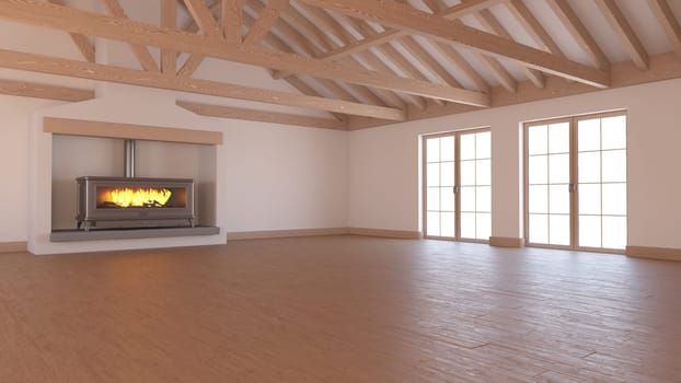 Render of 3D Contemporary Empty Room