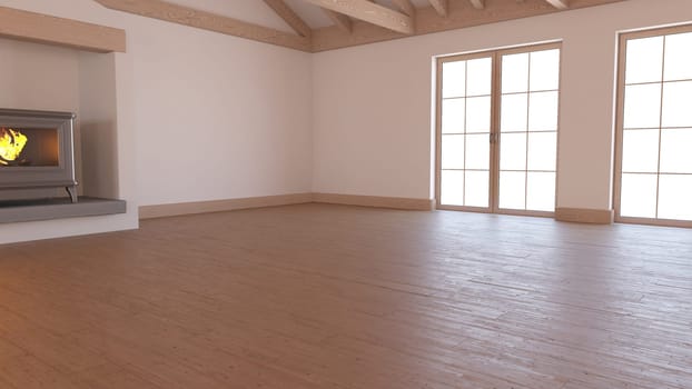 Render of 3D Contemporary Empty Room