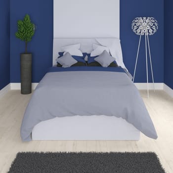 3D render of a modern bedroom interior