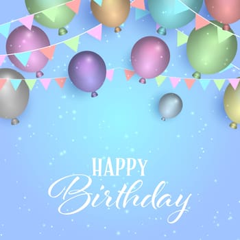 Decorative birthday background with balloons and banners