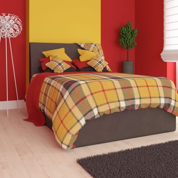 3D render of a modern bedroom interior