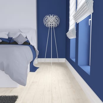 3D render of a modern bedroom interior