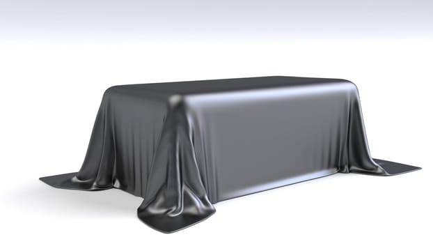 3d render of podium covered in cloth