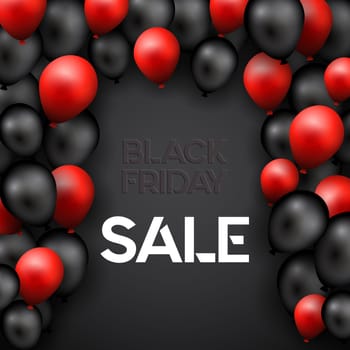 Black Friday background with red and black balloons design