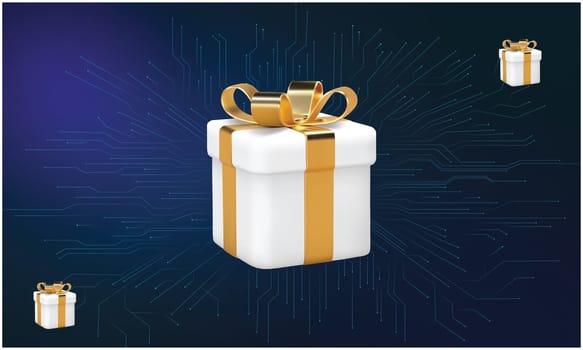 different size of gift box on a dark circuit background