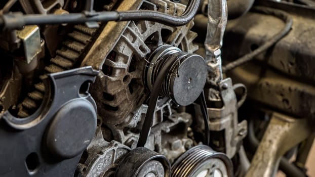 Alternator car engine detail in a workshop