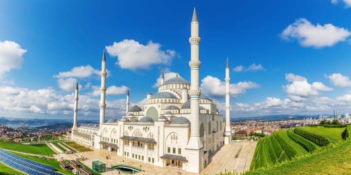 Istanbul Big Camlica Mosque, beautiful aerial view.
