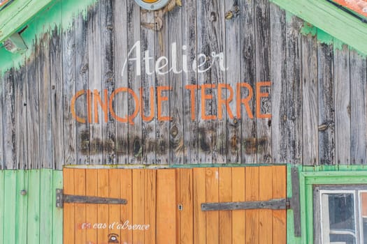 Colorful cabins on the harbor of Château d'Oléron, on the island of Oléron in France