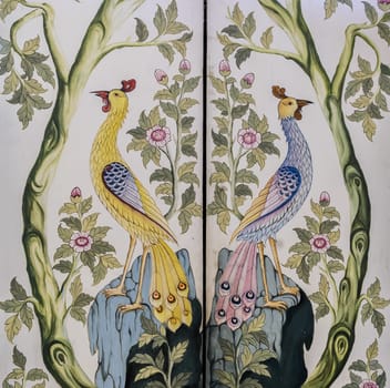 BANGKOK ,THAILAND - AUGUST 11, 2015 : Ancient Thai painting art on temple door of Wat Rajorasaram in Bangkok, Thailand