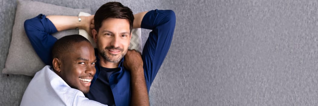Happy Romantic Gay Couple Relaxing And Dating