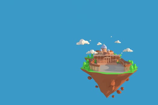 3D illustrator of Basilica Vatican, Rome , Italy. 3D rendering of a low polygon model including path selection