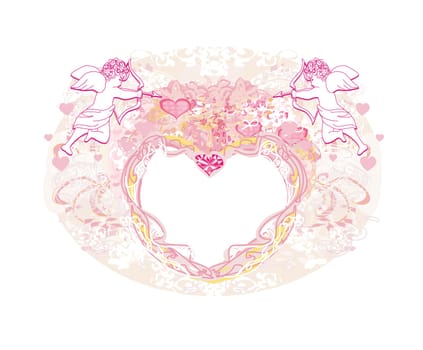Happy valentine's day vintage card with cupids