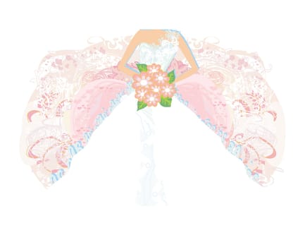 Abstract Beautiful bride card - close-up on a beautiful dress