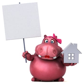 Pink Hippo - 3D Illustration