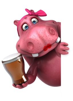 Pink Hippo - 3D Illustration