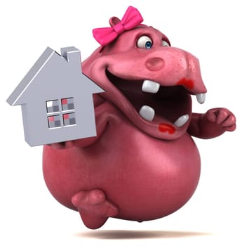 Pink Hippo - 3D Illustration