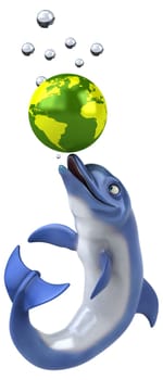 Fun dolphin - 3D Illustration