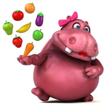 Pink Hippo - 3D Illustration