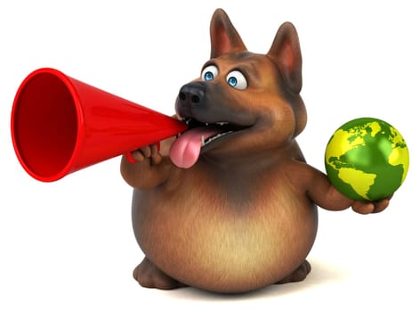 Fun german shepherd dog - 3D Illustration