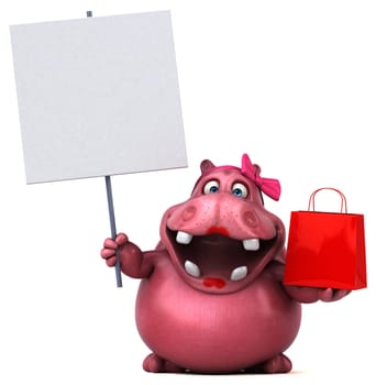 Pink Hippo - 3D Illustration