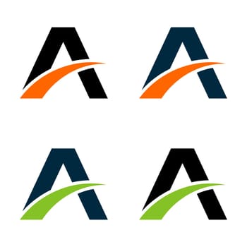 set A Letter Initial with Swoosh Logo Template