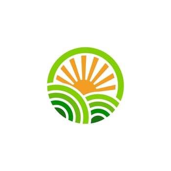 sun farm logo Vector icon design illustration Template
