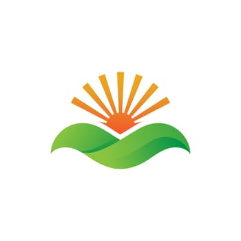 sun farm logo Vector icon design illustration Template