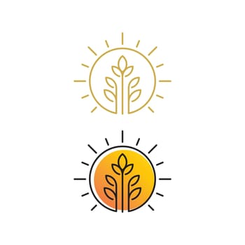 sun farm logo Vector icon design illustration Template