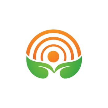 sun farm logo Vector icon design illustration Template