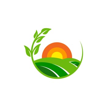 sun farm logo Vector icon design illustration Template