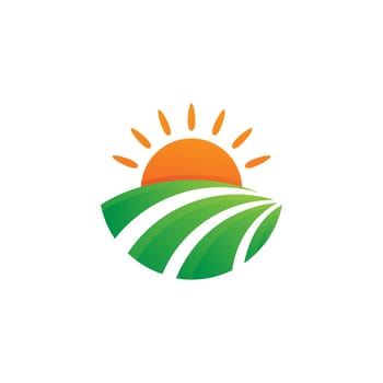 sun farm logo Vector icon design illustration Template