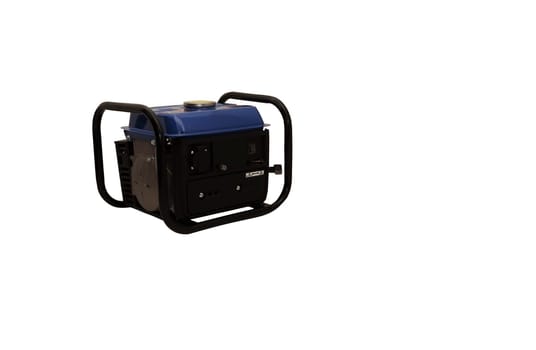 New blue emergency generator on white background