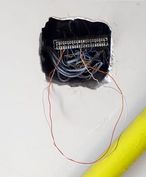 internet distribution network of a building, internet panel and cables