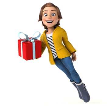 Fun 3D illustration of a cartoon teenage girl