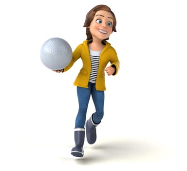 Fun 3D illustration of a cartoon teenage girl
