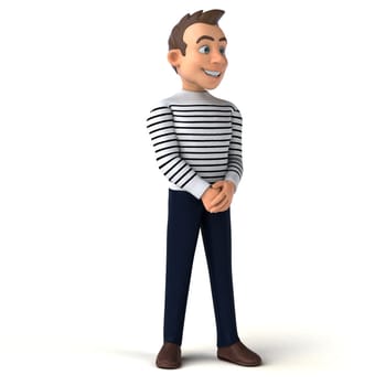 Fun 3D illustration of a cartoon character sommelier