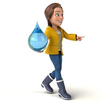 Fun 3D illustration of a cartoon teenage girl