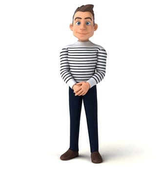 Fun 3D illustration of a cartoon character sommelier