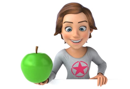 Fun 3D illustration of a cartoon teenage girl